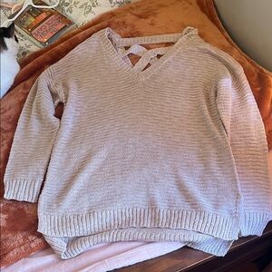 Women's Soft Purple Sweater with Cross-Back Detail